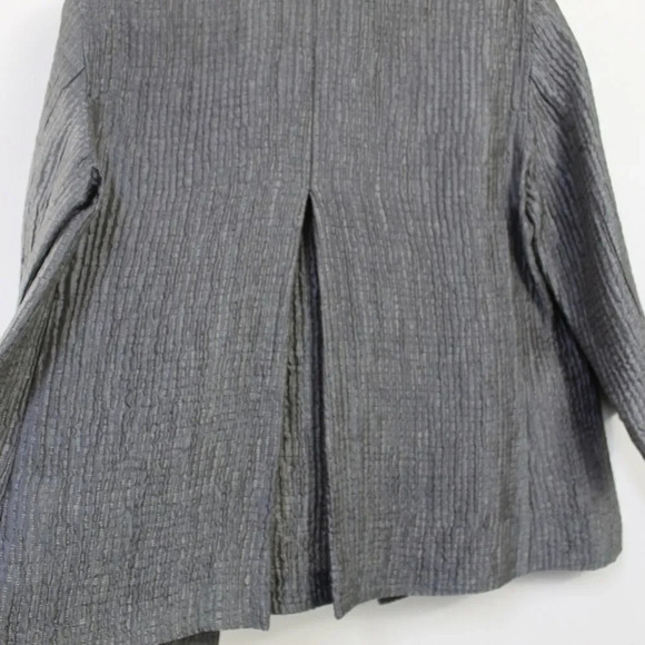EILEEN FISHER gray crinkle silk minimalist blazer small - Picture 4 of 11